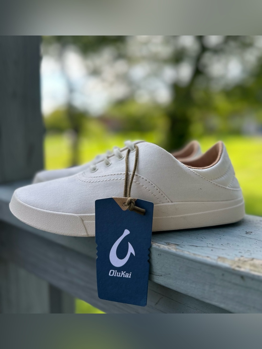 OLUKAI Wms 7 Kohu Island Style Off White Canvas Rubber Lace Up Tennis Shoe NWT